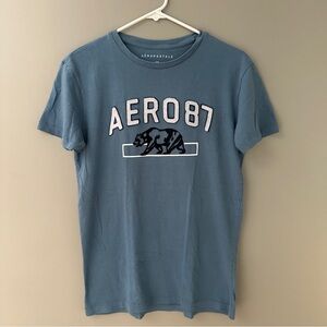 Aeropostale Slate Blue Bear Graphic Tee
